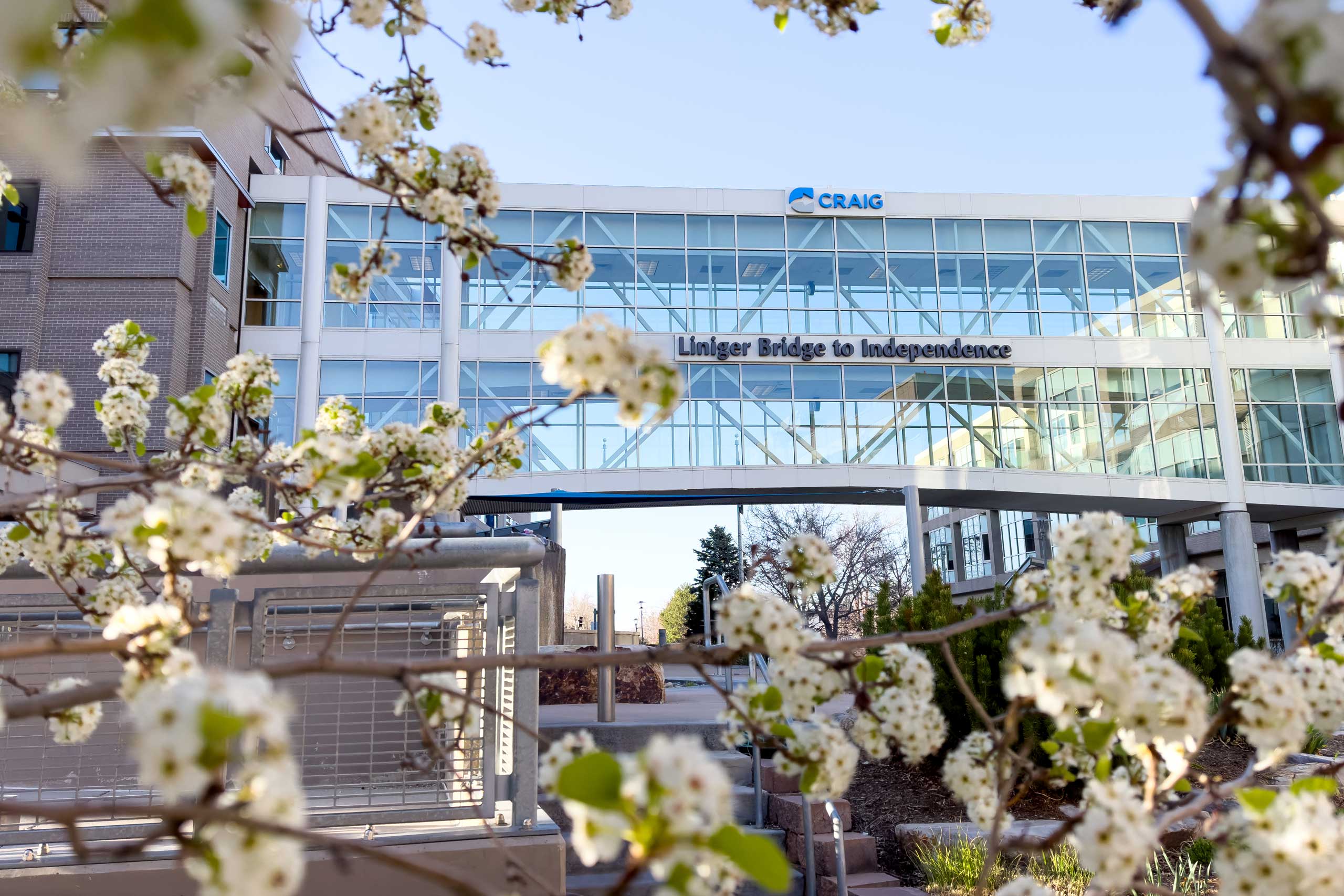 Craig Hospital exterior, in the spring