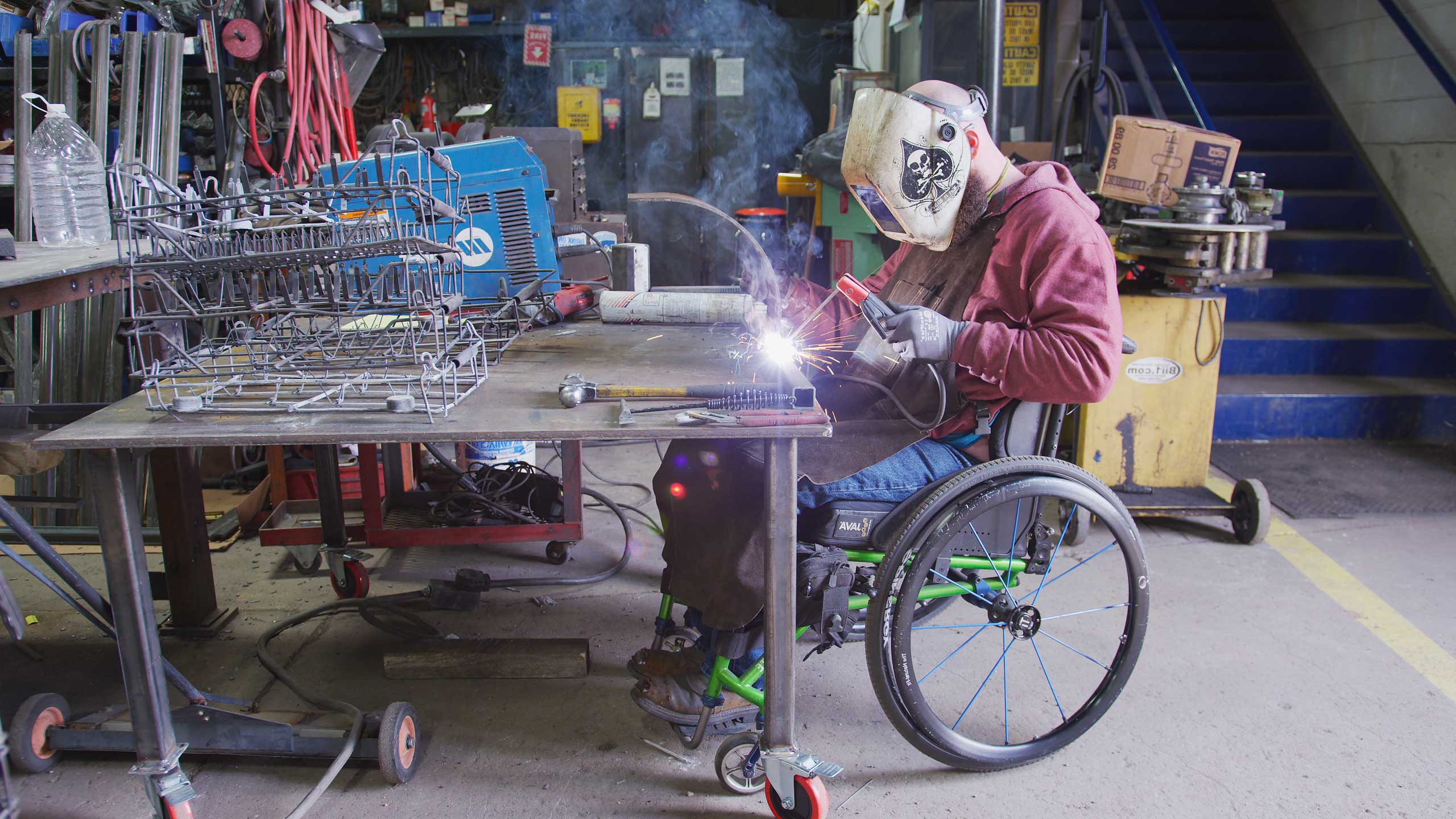 Patient grad welding at a workplace